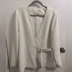 Open edit White Belted Wrap Blazer Jacket